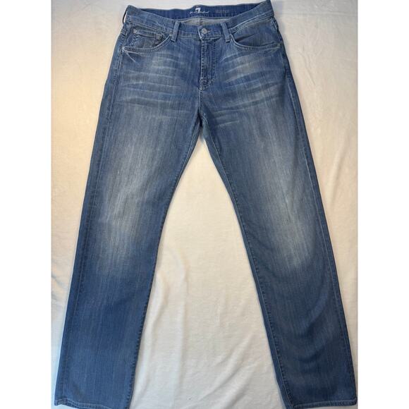 7 Seven For All Mankind Men’s Jeans 32x32 Austyn Relaxed Straight Blue Denim - Picture 2 of 6